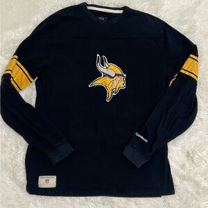 Reebok NFL Vintage Minnesota Vikings LS  Shirt Men’s Large Distressed Logo Black